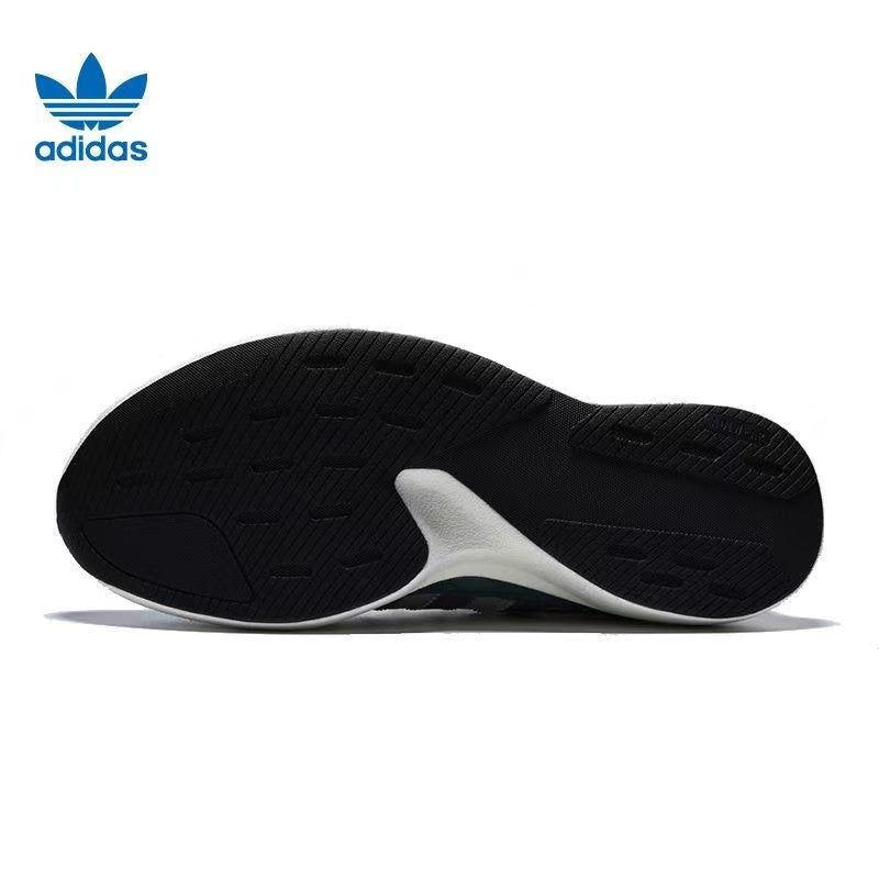 Adidas White and Green Platform Sneakers with Mauve Stripes