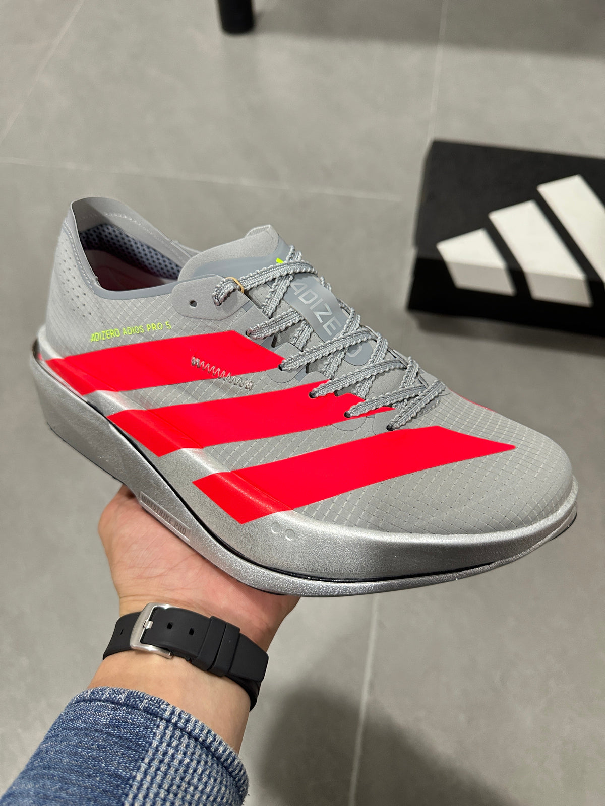 adidas Adizero Adios Pro 5 Running Shoes Grey Red