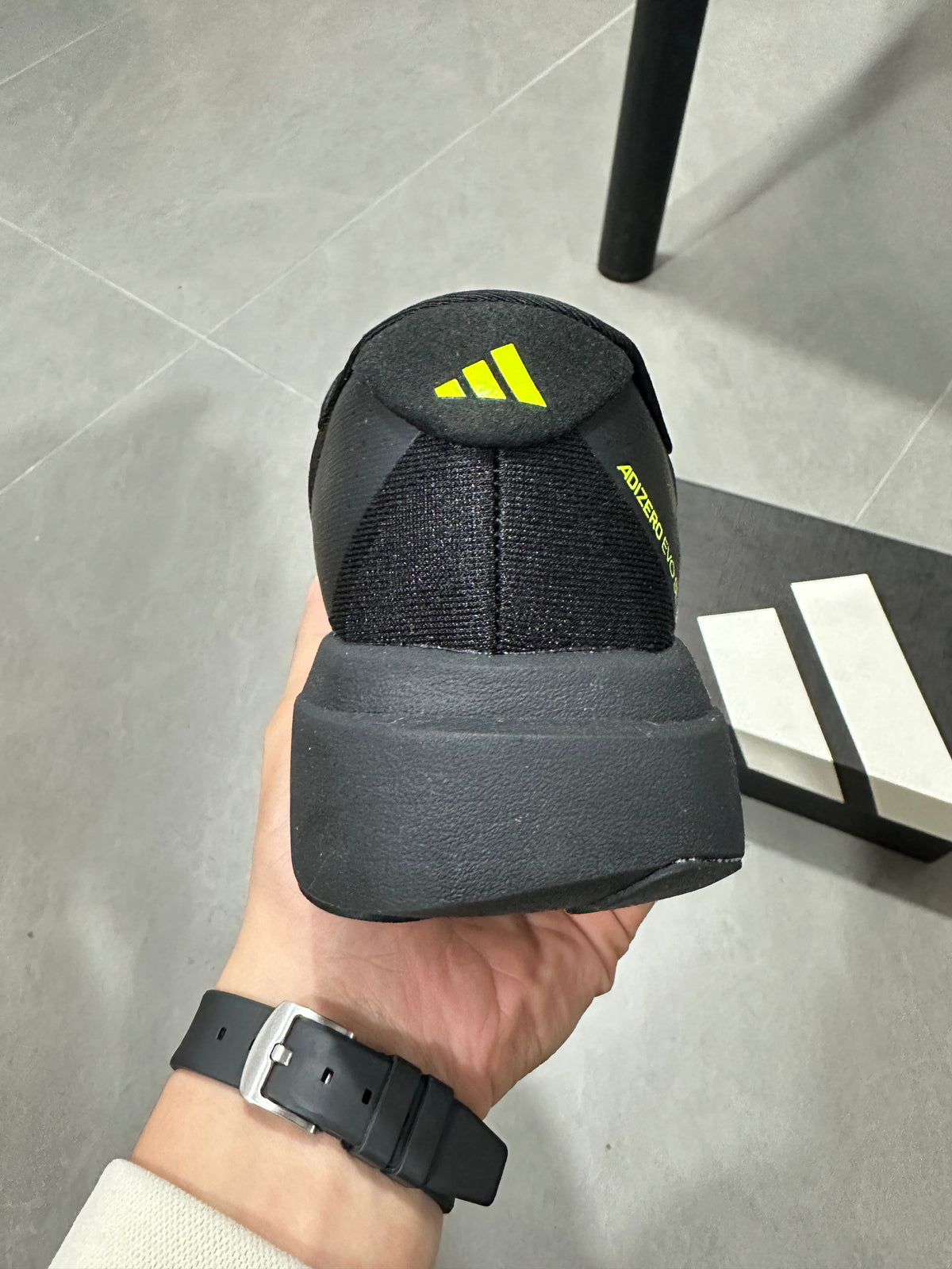 Adidas Adizero Running Shoes Black and Volt Green JS3420
