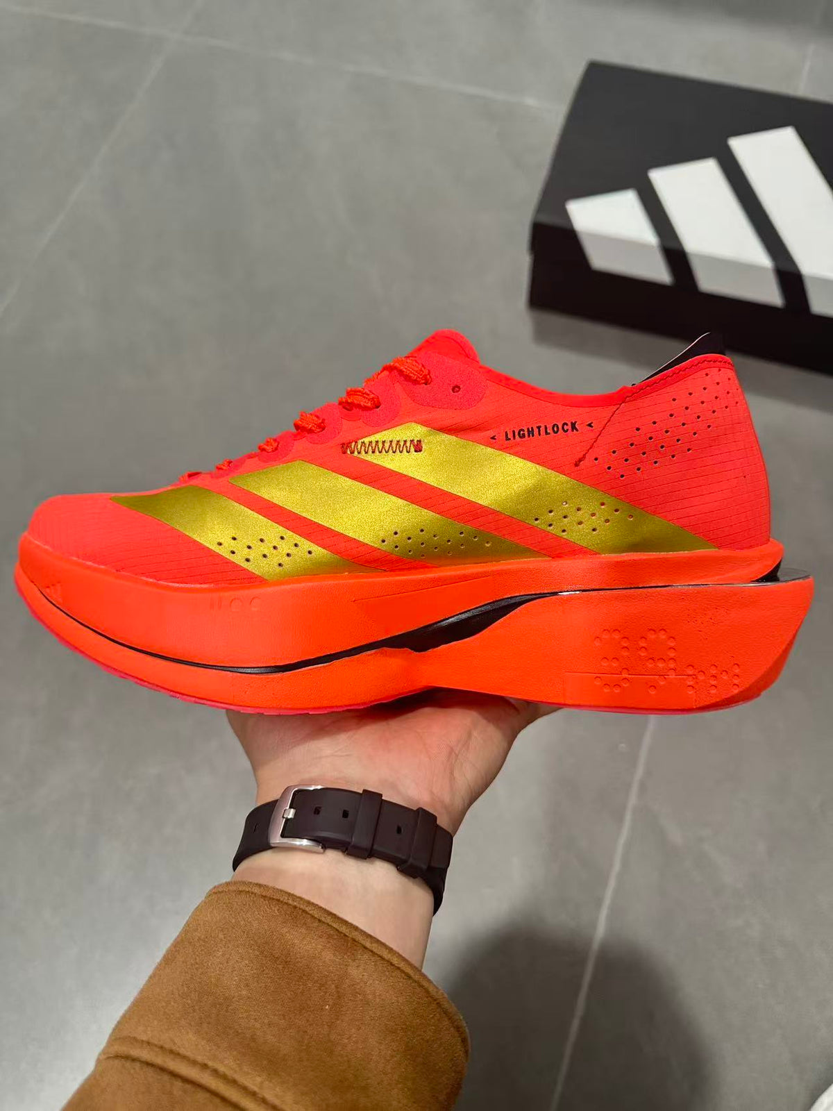 Adidas Adizero Adios Pro 5 Running Shoes, Red and Lime