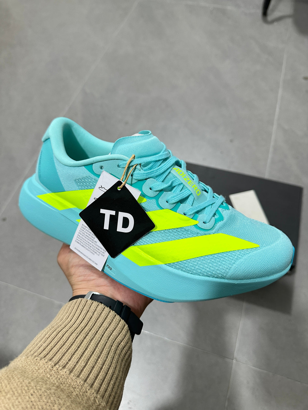 Adidas Lightstrike Pro Running Shoes, Turquoise and Volt