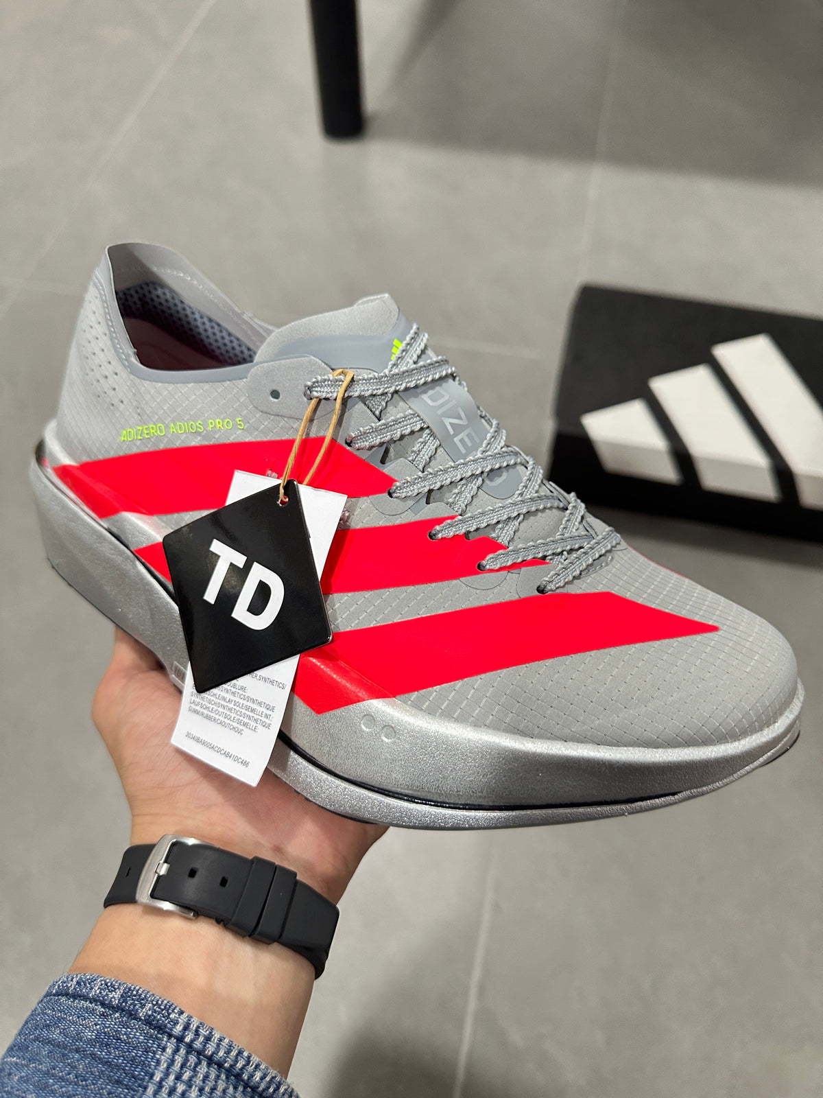 adidas Adizero Adios Pro 5 Running Shoes Grey Red