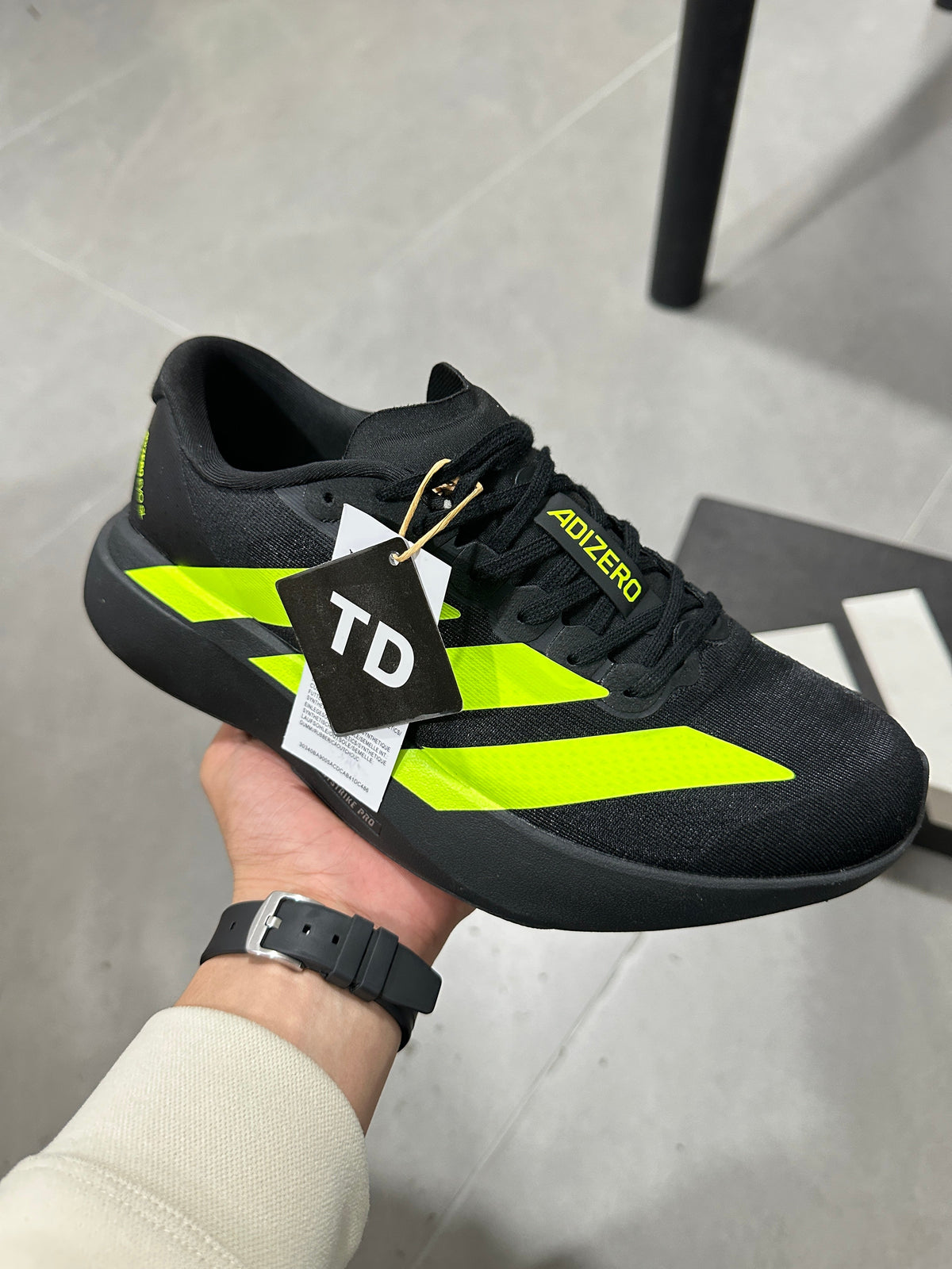 Adidas Adizero Running Shoes Black and Volt Green JS3420