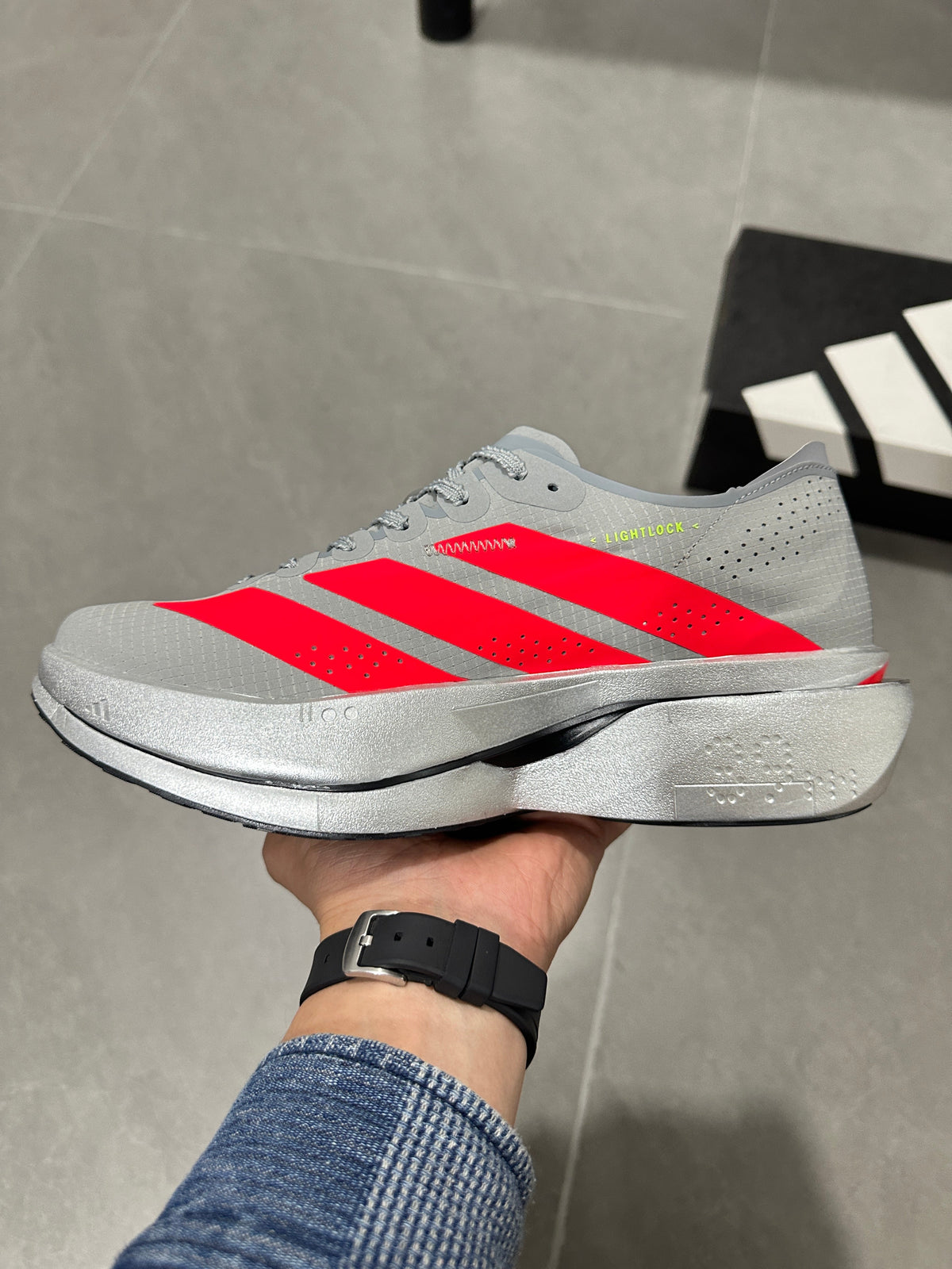 adidas Adizero Adios Pro 5 Running Shoes Grey Red