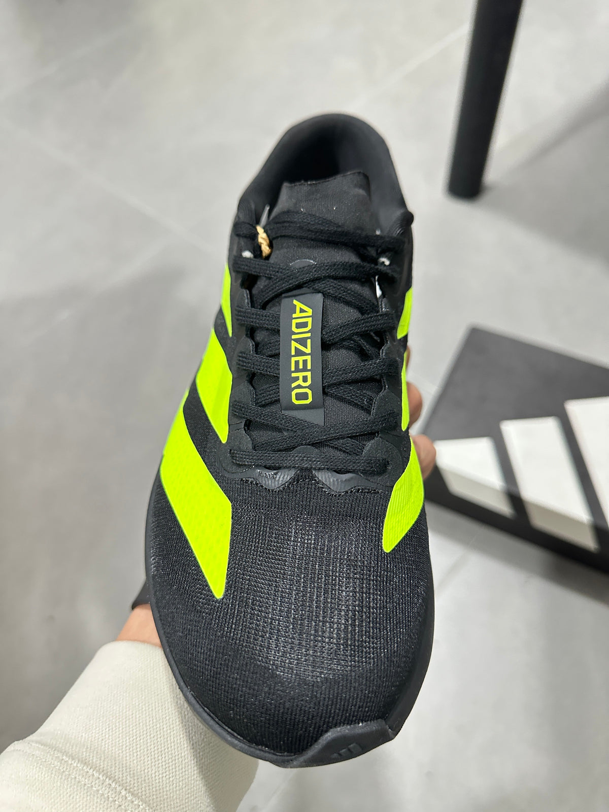 Adidas Adizero Running Shoes Black and Volt Green JS3420