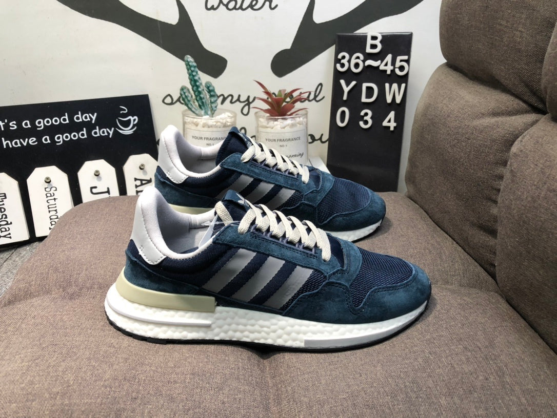 Adidas ZX 500 Retro Sneakers in Navy and Gray YDW034