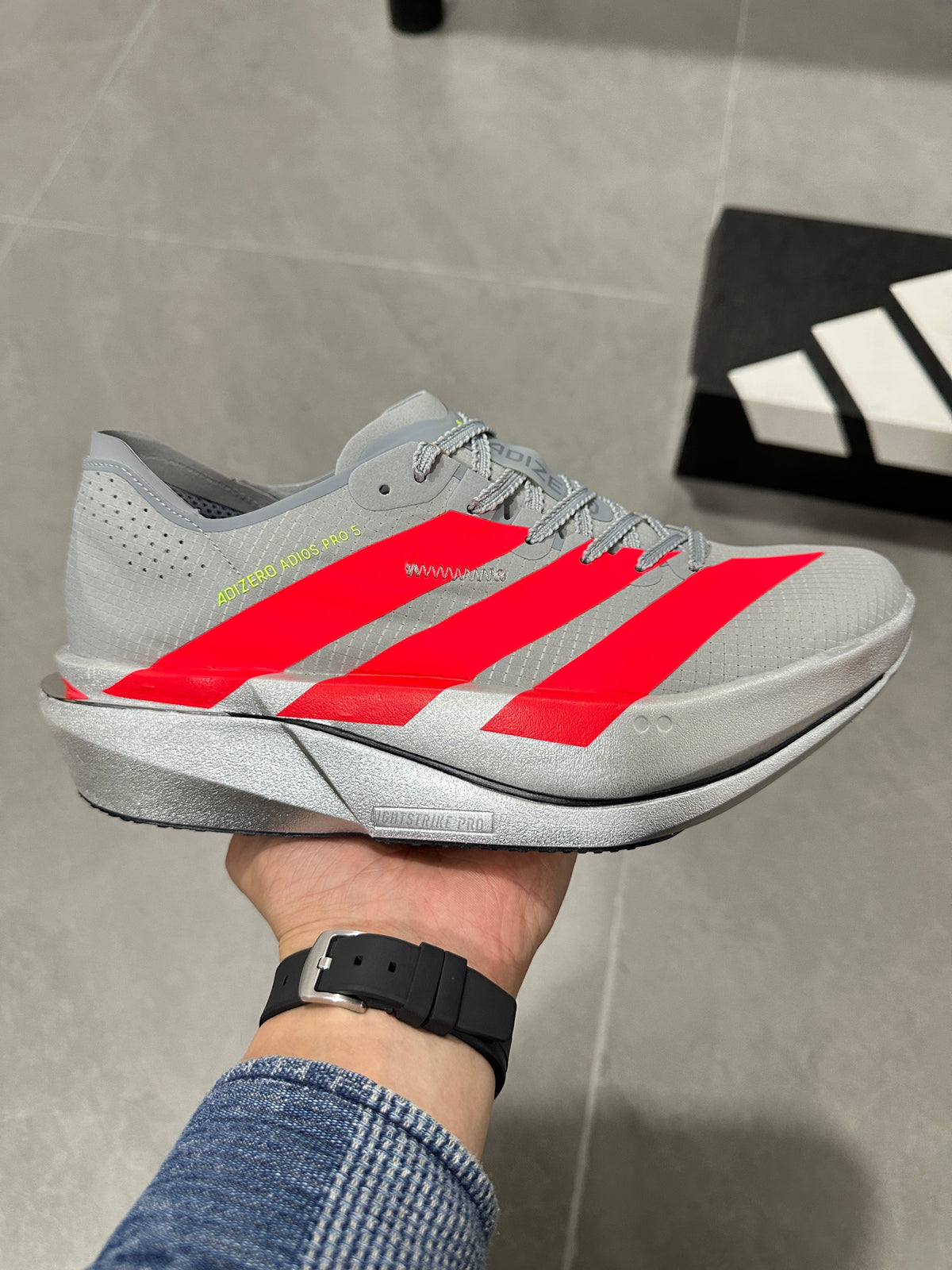 adidas Adizero Adios Pro 5 Running Shoes Grey Red