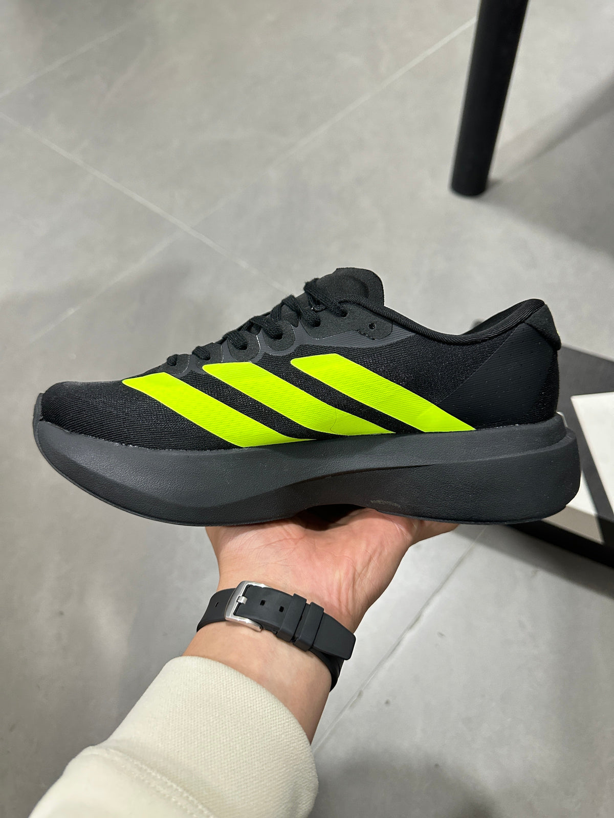 Adidas Adizero Running Shoes Black and Volt Green JS3420