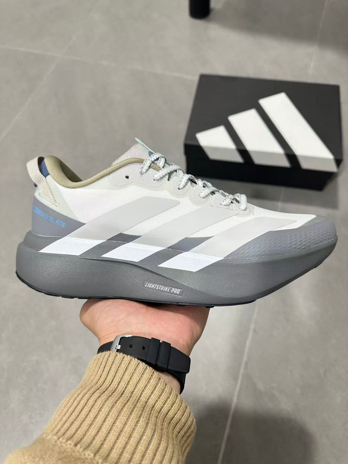 Adidas Adizero Boston Running Shoes White Gray