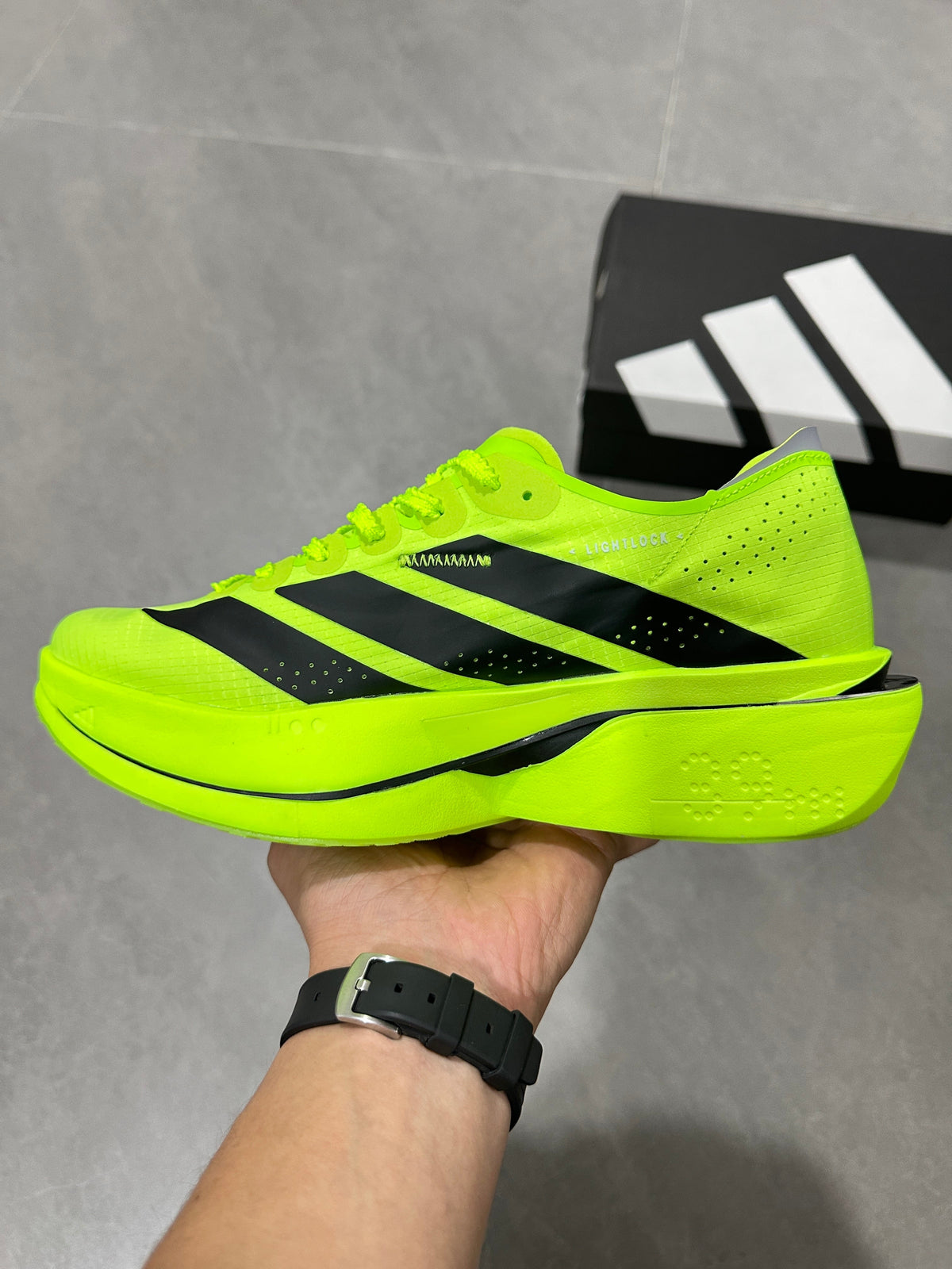 Adidas Lightstrike Pro Running Shoes in Neon Yellow and Black KI8297