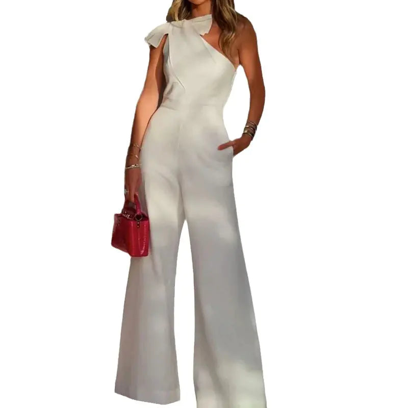 2026 Women's Fashion One-Shoulder Wide Leg Jumpsuit